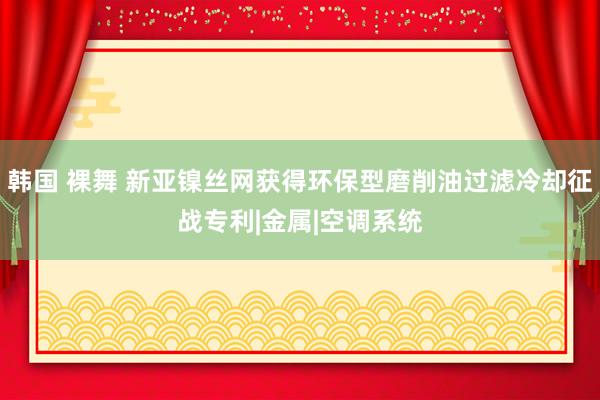韩国 裸舞 新亚镍丝网获得环保型磨削油过滤冷却征战专利|金属|空调系统