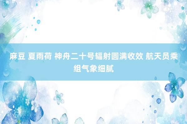 麻豆 夏雨荷 神舟二十号辐射圆满收效 航天员乘组气象细腻