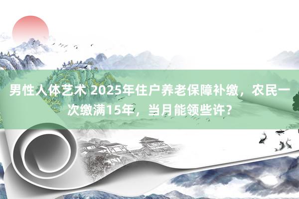 男性人体艺术 2025年住户养老保障补缴，农民一次缴满15年，当月能领些许？