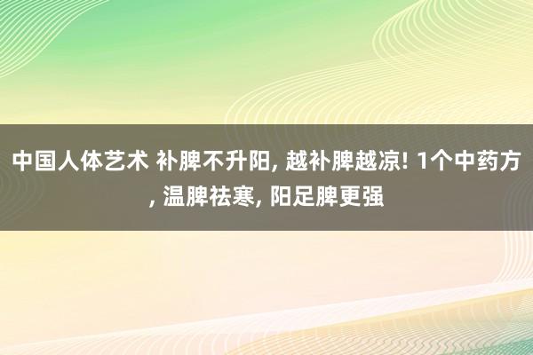 中国人体艺术 补脾不升阳， 越补脾越凉! 1个中药方， 温脾祛寒， 阳足脾更强